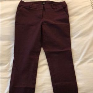 LOFT Petite Julie Skinny Burgundy Cropped Pant